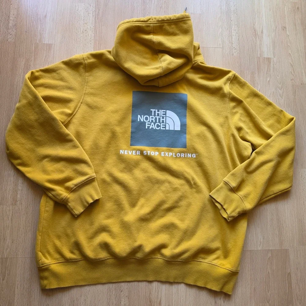 The North Face Mens XXL Mustard Yellow Box Logo Never Stop Exploring Hoodie - Picture 4 of 8